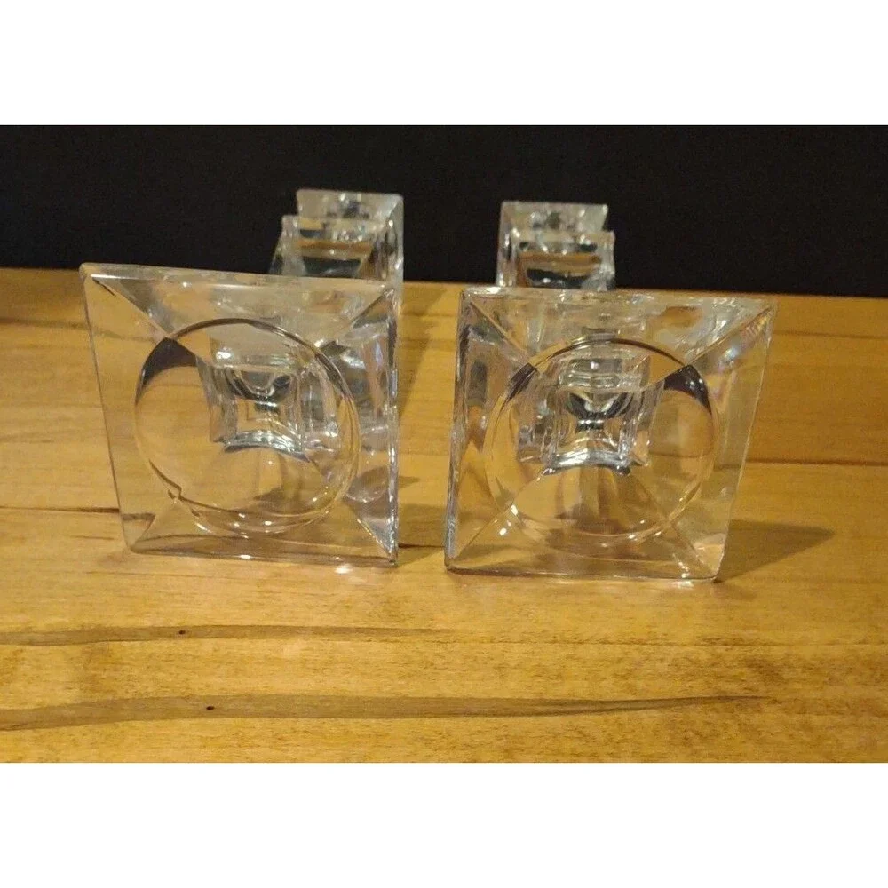 2 SHANNON‎ Crystal Candle Holders Candle Sticks Square Shape 10